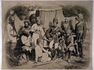 A Group of Sikh Officers and Men, 1858 by English Photographer